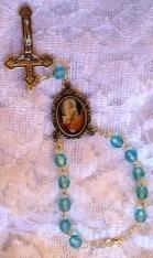 Aqua Bead Auto Rosary Mary of Good Success